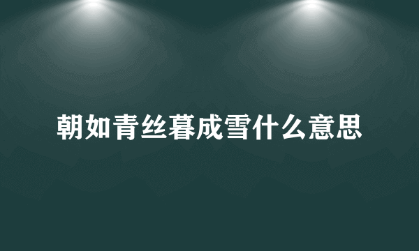 朝如青丝暮成雪什么意思