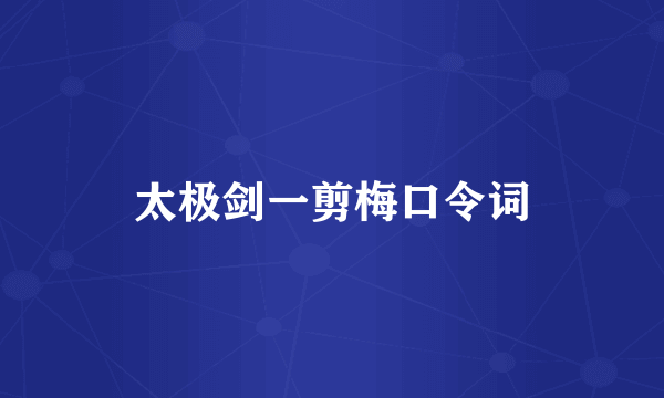 太极剑一剪梅口令词