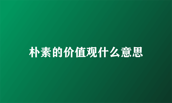 朴素的价值观什么意思