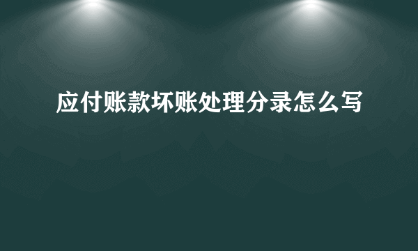 应付账款坏账处理分录怎么写