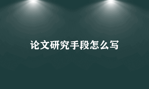 论文研究手段怎么写