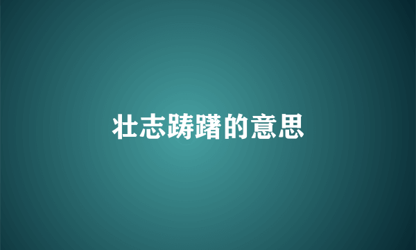 壮志踌躇的意思