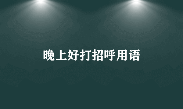 晚上好打招呼用语