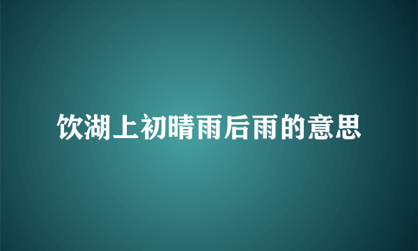 饮湖上初晴雨后雨的意思