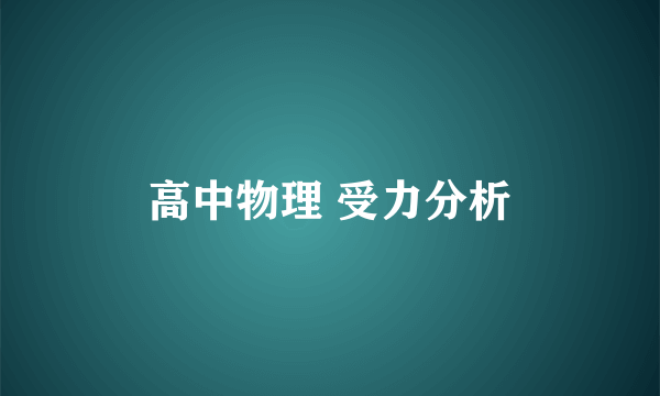 高中物理 受力分析