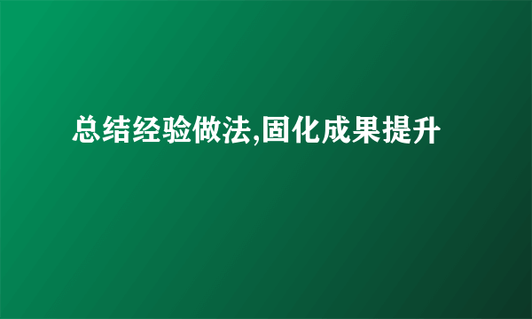 总结经验做法,固化成果提升