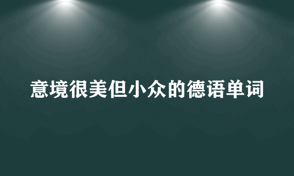 意境很美但小众的德语单词