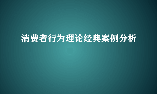 消费者行为理论经典案例分析