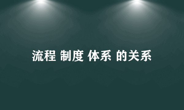 流程 制度 体系 的关系