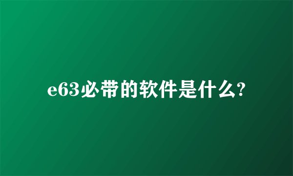 e63必带的软件是什么?