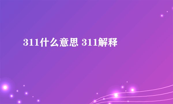 311什么意思 311解释