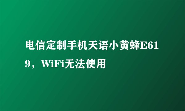 电信定制手机天语小黄蜂E619，WiFi无法使用
