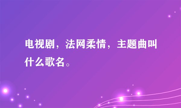 电视剧，法网柔情，主题曲叫什么歌名。