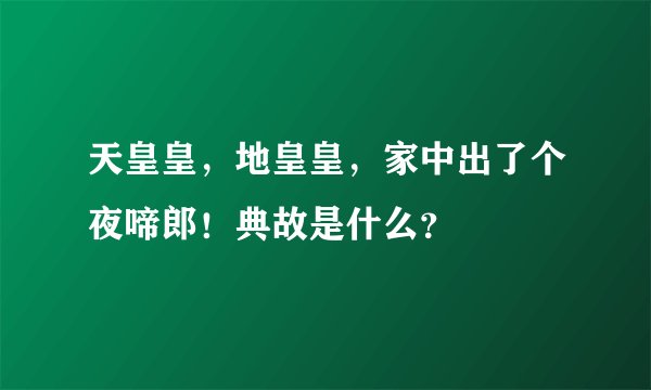 天皇皇，地皇皇，家中出了个夜啼郎！典故是什么？