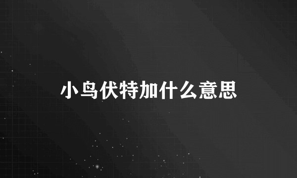 小鸟伏特加什么意思