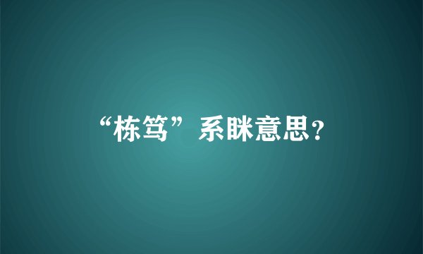 “栋笃”系眯意思？