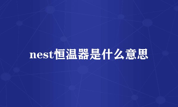 nest恒温器是什么意思