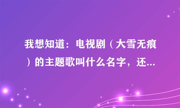我想知道：电视剧（大雪无痕）的主题歌叫什么名字，还有那首歌的歌词。