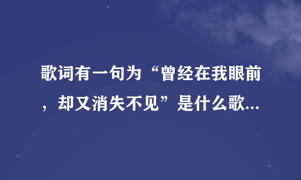 歌词有一句为“曾经在我眼前，却又消失不见”是什么歌，谁唱的？