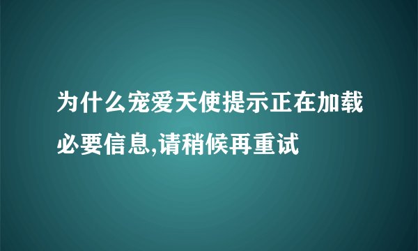 为什么宠爱天使提示正在加载必要信息,请稍候再重试