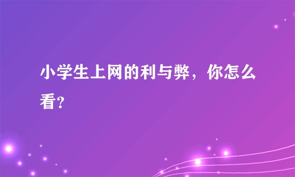 小学生上网的利与弊，你怎么看？