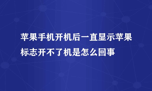 苹果手机开机后一直显示苹果标志开不了机是怎么回事