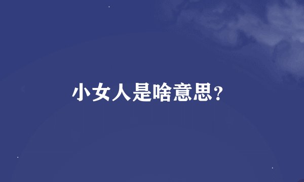 小女人是啥意思？