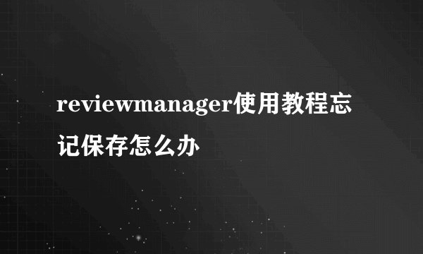 reviewmanager使用教程忘记保存怎么办