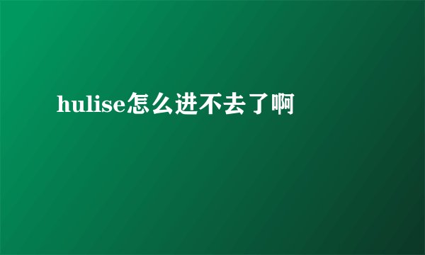 hulise怎么进不去了啊