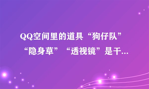 QQ空间里的道具“狗仔队”“隐身草”“透视镜”是干什么的啊？