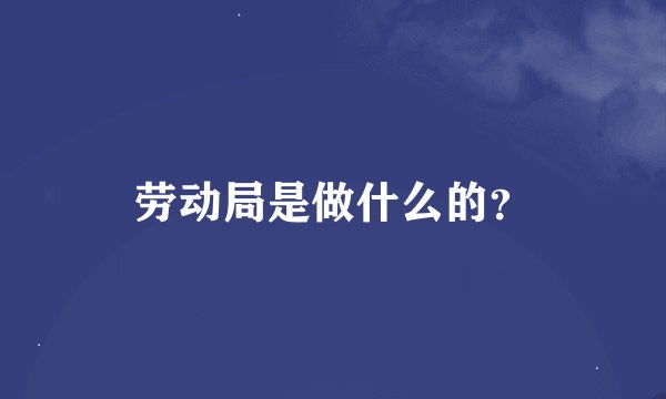 劳动局是做什么的？