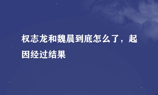 权志龙和魏晨到底怎么了，起因经过结果