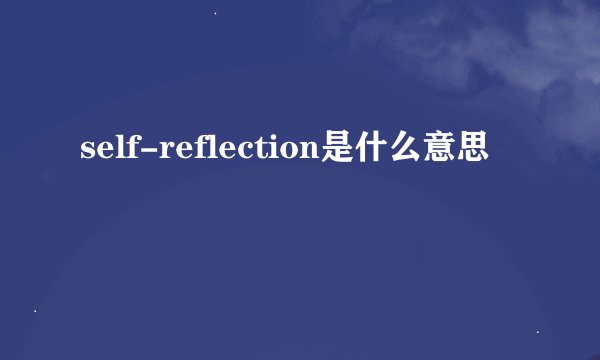 self-reflection是什么意思