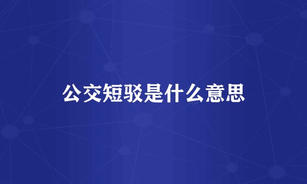 公交短驳是什么意思