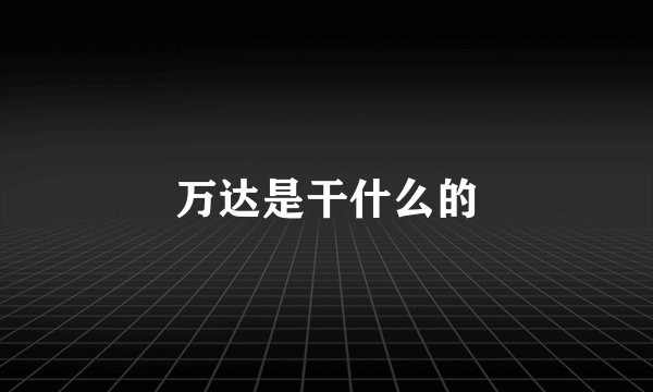 万达是干什么的