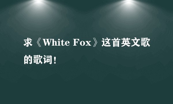 求《White Fox》这首英文歌的歌词！