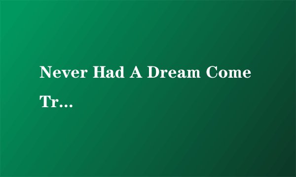 Never Had A Dream Come True 这首英文歌的中文意思是什么？