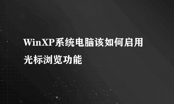 WinXP系统电脑该如何启用光标浏览功能