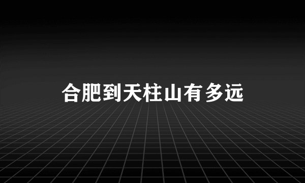 合肥到天柱山有多远