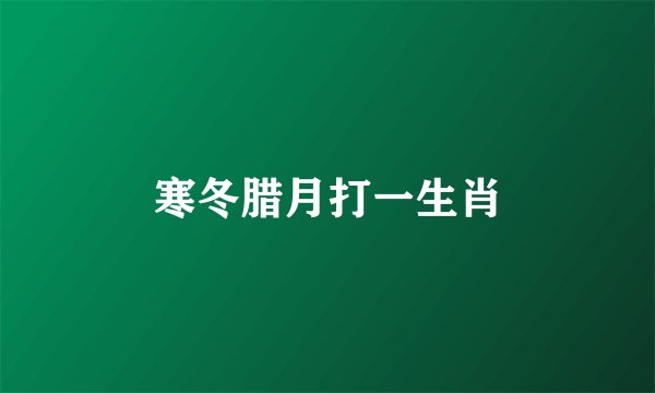 寒冬腊月打一生肖