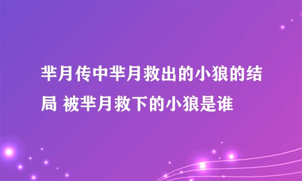 芈月传中芈月救出的小狼的结局 被芈月救下的小狼是谁