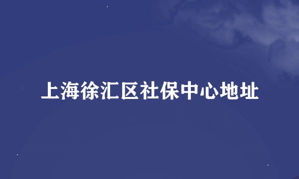 上海徐汇区社保中心地址