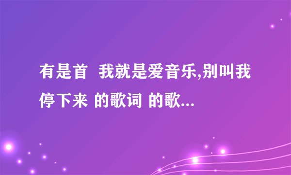 有是首  我就是爱音乐,别叫我停下来 的歌词 的歌  叫什么名字