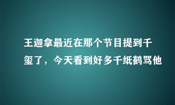王迦拿最近在那个节目提到千玺了，今天看到好多千纸鹤骂他