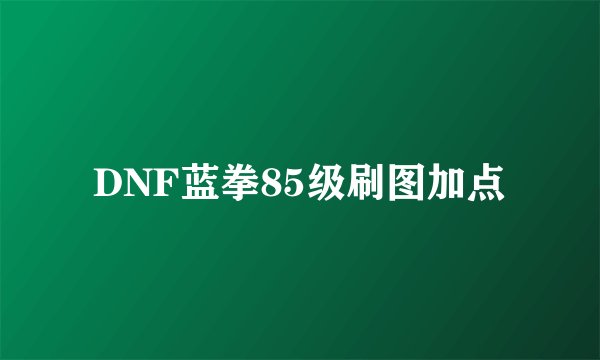 DNF蓝拳85级刷图加点