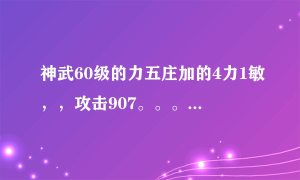 神武60级的力五庄加的4力1敏，，攻击907。。。速度202。。合格吗？？
