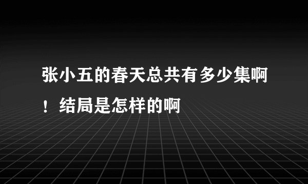 张小五的春天总共有多少集啊！结局是怎样的啊