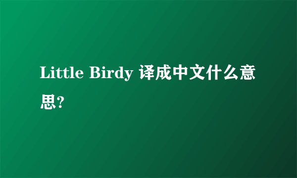 Little Birdy 译成中文什么意思?