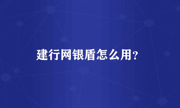 建行网银盾怎么用？