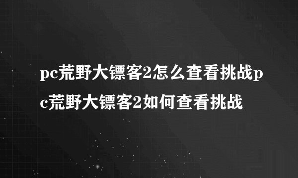 pc荒野大镖客2怎么查看挑战pc荒野大镖客2如何查看挑战